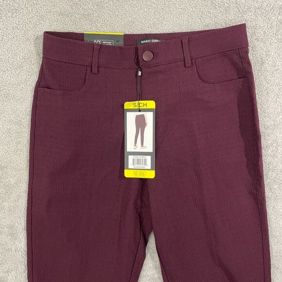 NEW Mario Serrani Women's S Italy Burgundy Textured Pull-On Pants Nylon & Viscos - Picture 9 of 10